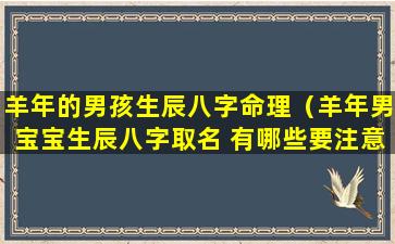 羊年的男孩生辰八字命理（羊年男宝宝生辰八字取名 有哪些要注意）